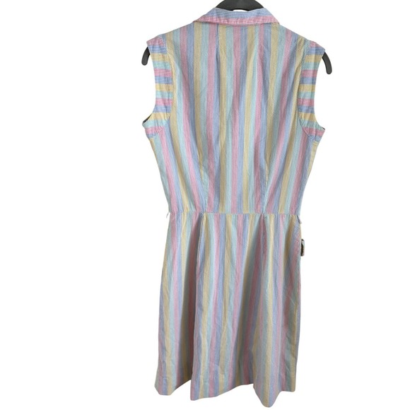 Vintage 70s Pastel Rainbow Seersucker Dress Activi-Tee Cotton Sun Dress XS Small - Picture 7 of 7